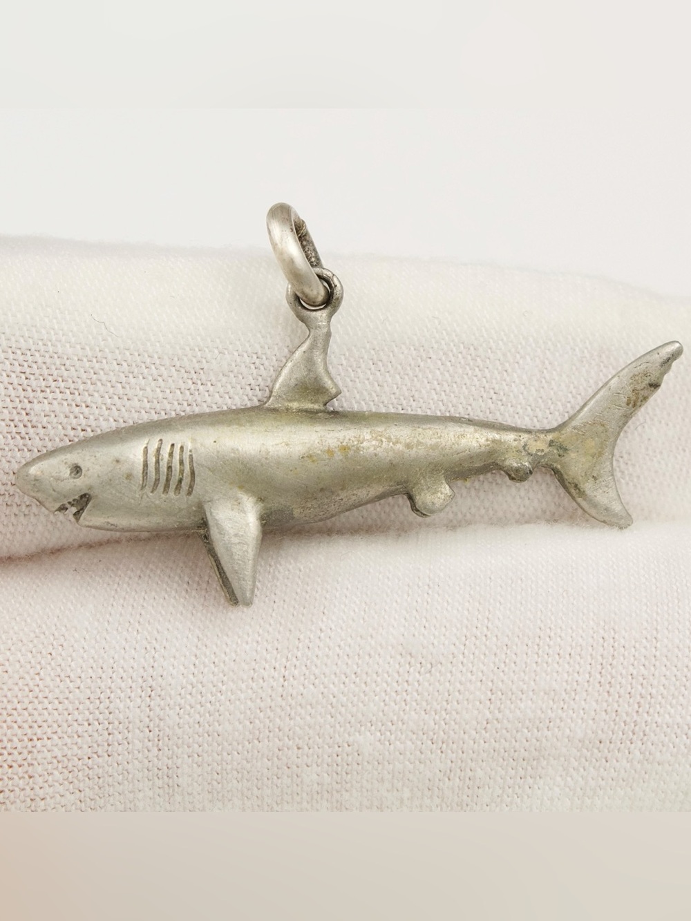 Vintage Sterling Silver Great White Shark Necklace Pendant